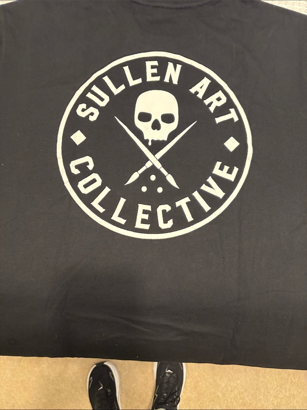 Sullen Black Short Sleeve Crewneck Tee with Circular Skull Emblem
